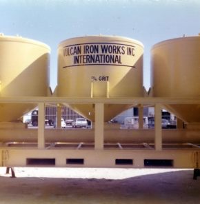The sand hopper, necessary for sand blasting operations. Emblazoned with "Vulcan Iron Works Inc. International" may seem pretentious, but South Florida is at the edge of the United States in every sense of the word.